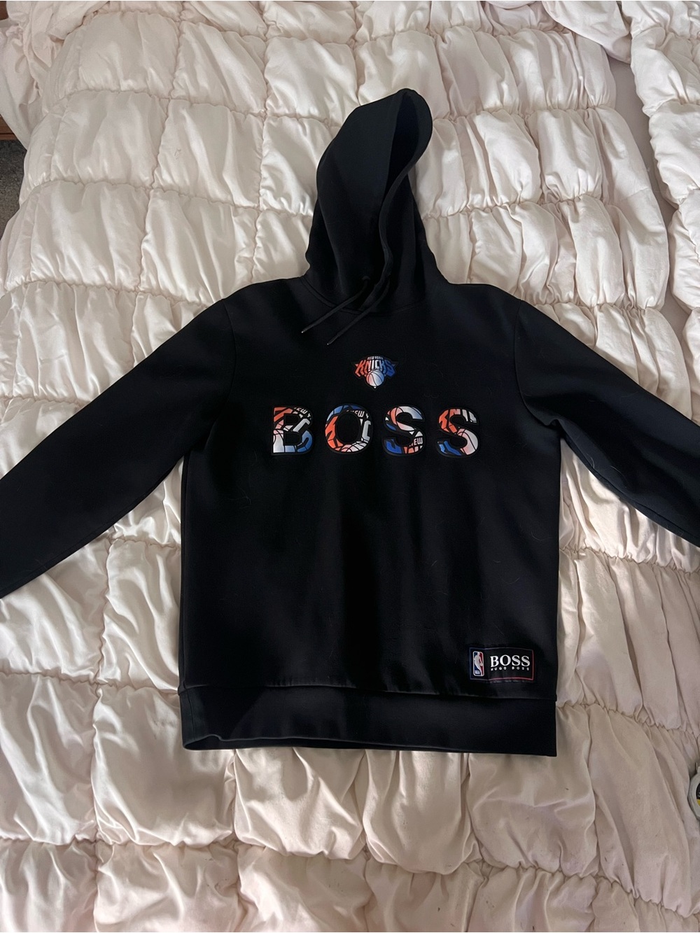 Hugo Boss Black Hoodie with Multicolor Logo Accent